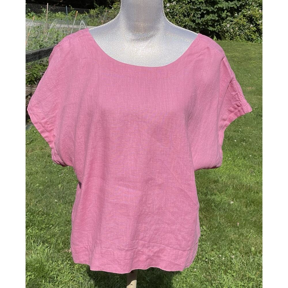 MADEWELL Linen Square Back Crewneck Top Short Sleeve Shirt Light Pink size XL - Picture 4 of 16